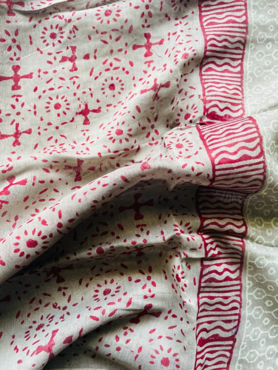 CHANDERI COTTON BLOCK PRINT DUPATTA SET