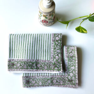 HANDBLOCK PRINTED HONEYCOMB HAND TOWELS (SET OF 2)