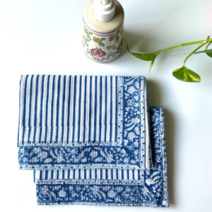 HANDBLOCK PRINTED HONEYCOMB HAND TOWELS (SET OF 2)