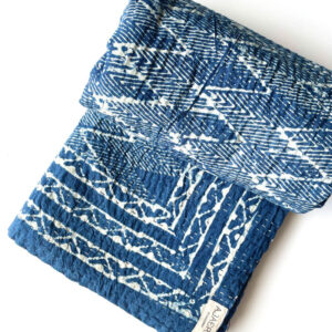 HANDCRAFTED INDIGO KANTHA DOUBLE BEDCOVER