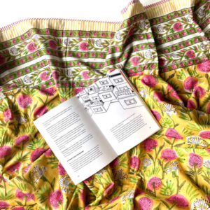 HANDBLOCK PRINTED YELLOW POPPY REVERSIBLE DOUBLE DOHAR
